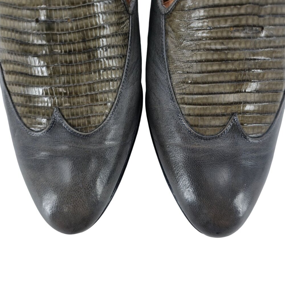 Vintage Exotic Rodolfo Valentino Gray Teju Lizard Men Size 9 Dress Shoes Loafers - Picture 13 of 13